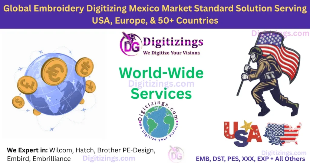 global embroidery digitizing mexico market standard solution serving usa, europe, & 50+ countries
