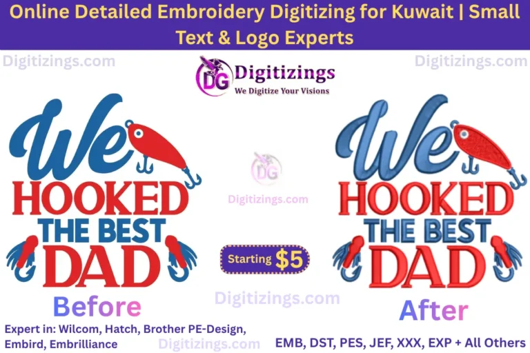 online detailed embroidery digitizing for kuwait small text & logo experts