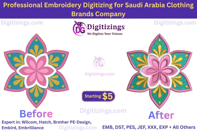 professional embroidery digitizing for saudi arabia clothing brands company