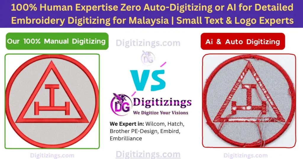 100% human expertise zero auto-digitizing or ai for detailed embroidery digitizing for malaysia small text & logo experts