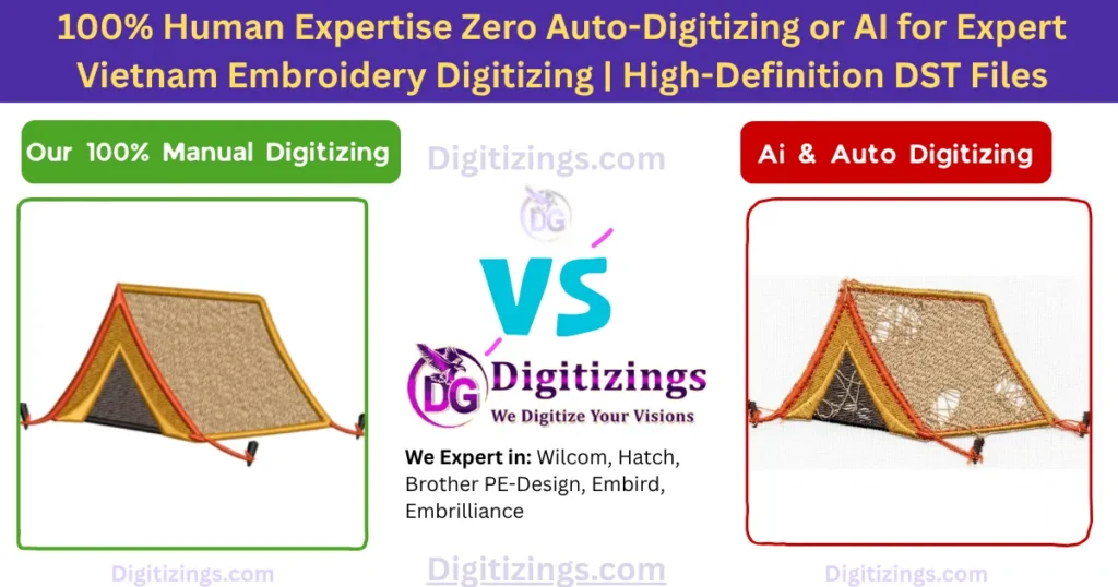 100% human expertise zero auto-digitizing or ai for expert vietnam embroidery digitizing high-definition dst files
