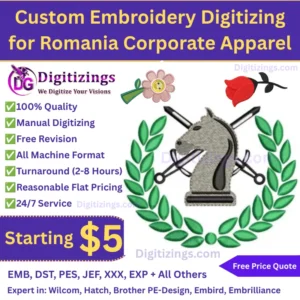 Custom Embroidery Digitizing for Romania Corporate Apparel