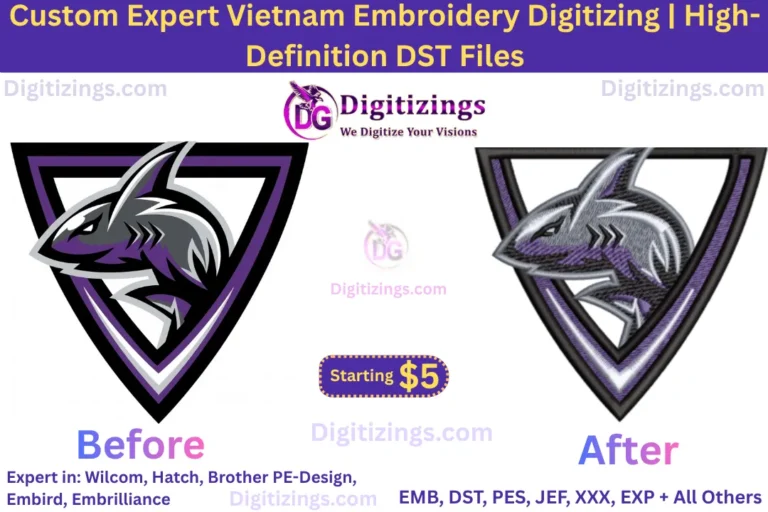 custom expert vietnam embroidery digitizing high-definition dst files