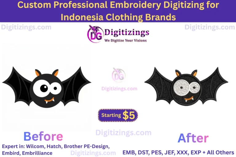custom professional embroidery digitizing for indonesia clothing brands