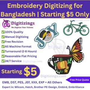 Embroidery Digitizing for Bangladesh Starting $5 Only
