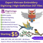 expert vietnam embroidery digitizing high-definition dst files