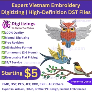 Expert Vietnam Embroidery Digitizing High-Definition DST Files