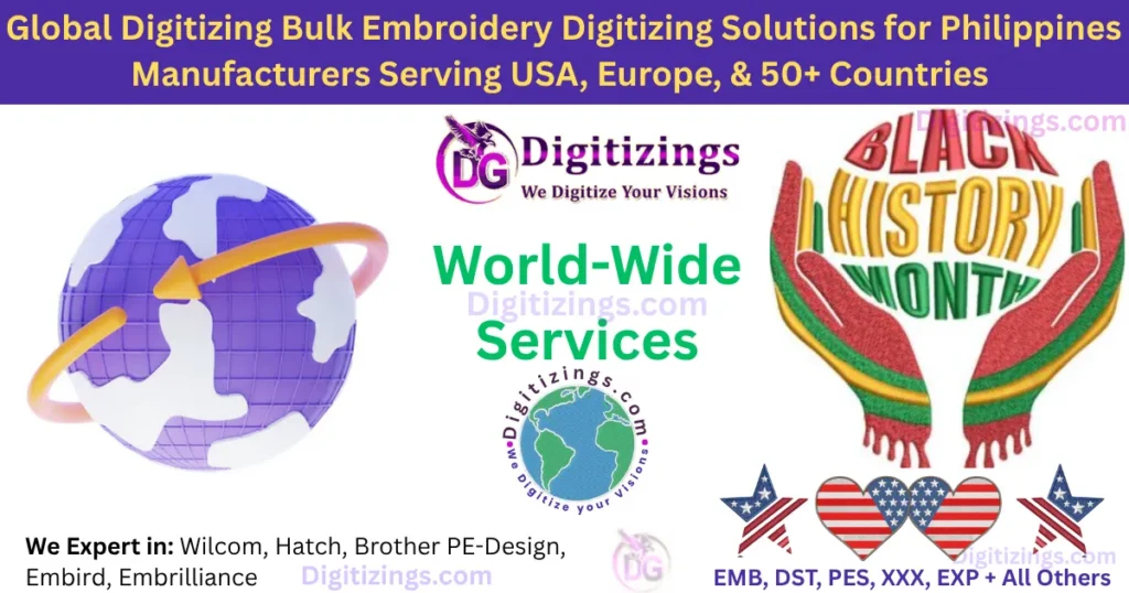 global digitizing bulk embroidery digitizing solutions for philippines manufacturers serving usa, europe, & 50+ countries