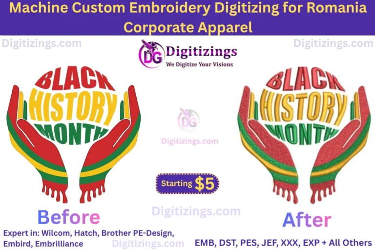 Machine Custom Embroidery Digitizing for Romania Corporate Apparel