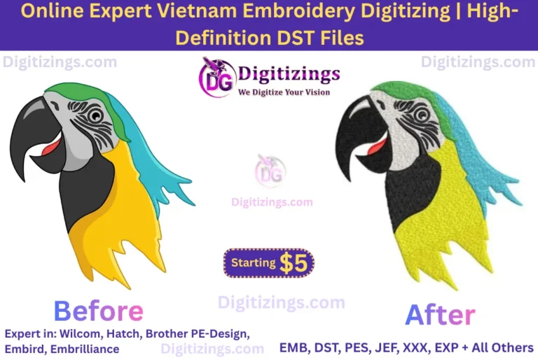 online expert vietnam embroidery digitizing high-definition dst files