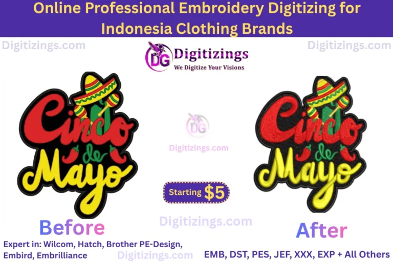 online professional embroidery digitizing for indonesia clothing brands
