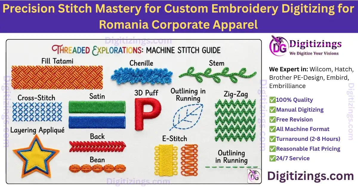 Precision Stitch Mastery for Custom Embroidery Digitizing for Romania Corporate Apparel