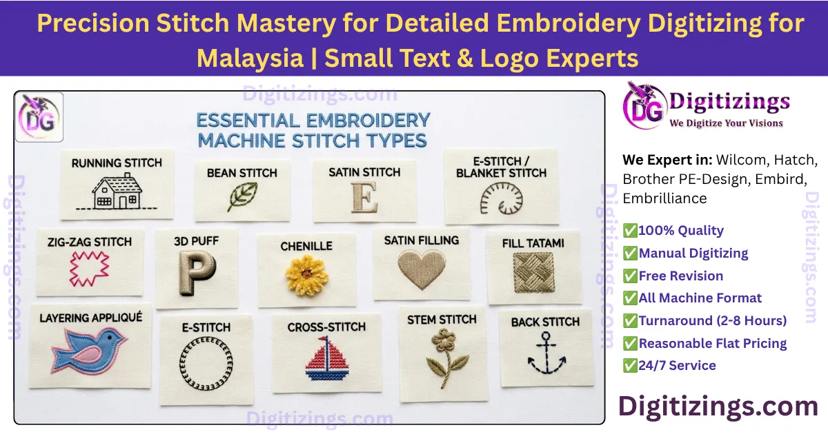 precision stitch mastery for detailed embroidery digitizing for malaysia small text & logo experts