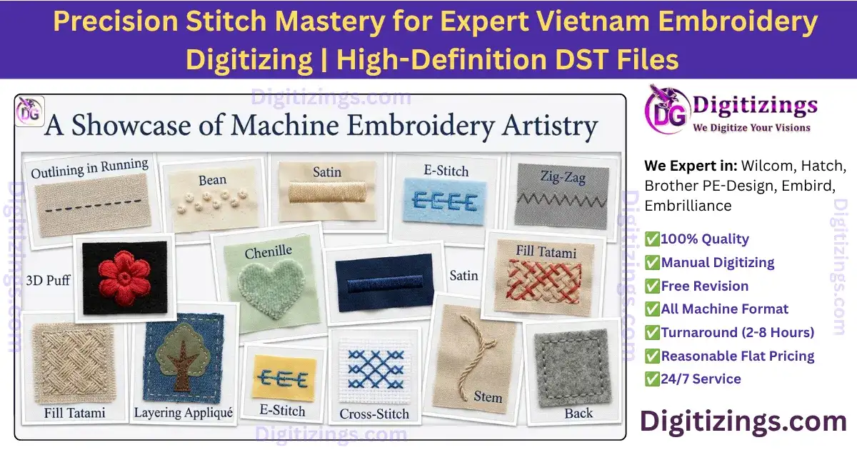 precision stitch mastery for expert vietnam embroidery digitizing high-definition dst files