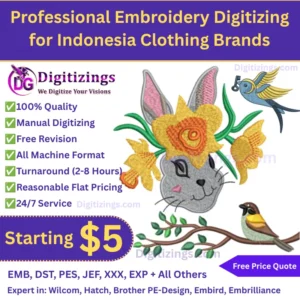 Professional Embroidery Digitizing for Indonesia Clothing Brands